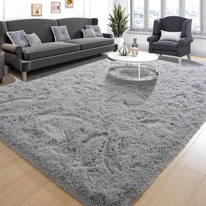 Tepook Area Rugs 9x12 for Living Room, Super Soft Fluffy Rugs for Bedroom, Modern Shaggy Rug Fuzzy Carpets for Kids, Plush Indoor Nursery Home Decor Rug with Non-Slip Bottom, Grey - Image 2
